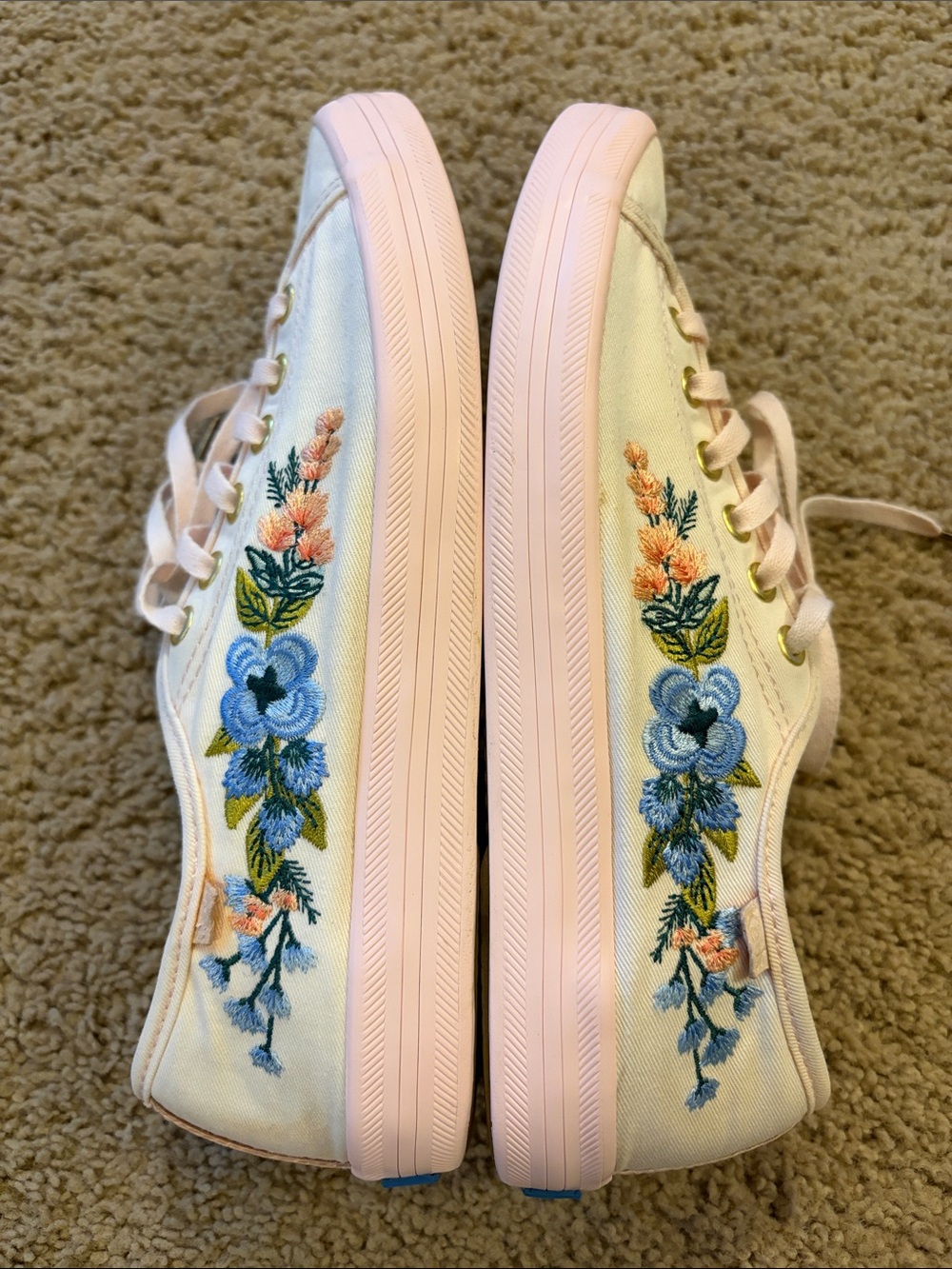 Keds Rifle Paper Pastel Pink Kickstart Embroidered Sneakers Size 6
